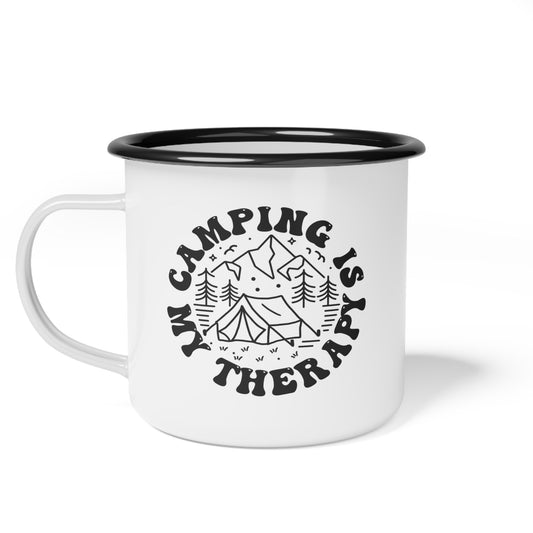 Camping Is My Therapy Enamel Camp